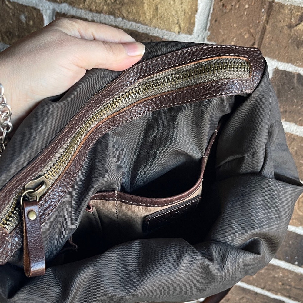 WILL Leather Goods Tan Canvas Bag with Dark Brown Leather Patch - Picture 12 of 15